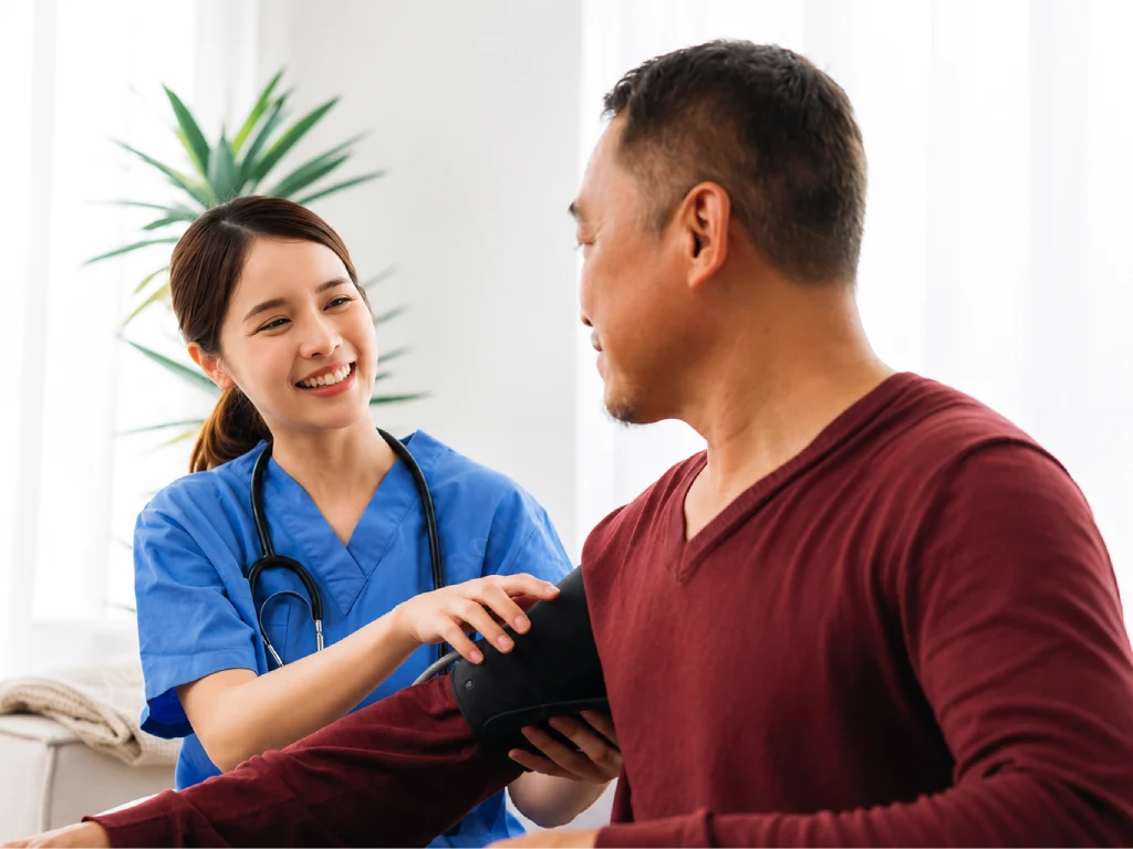 GP clinic health screening consultation for a patient in Singapore
