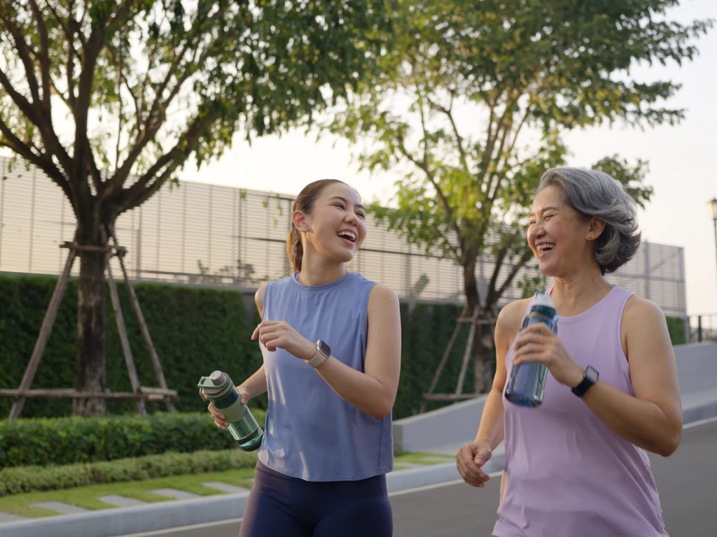 Senior women exercising outdoors for healthy ageing
